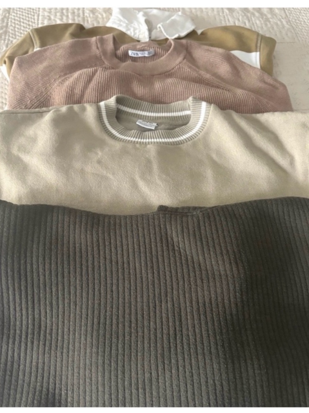 Zara Men's Crewneck Sweaters in Pink, Cream, Taupe, and Brown